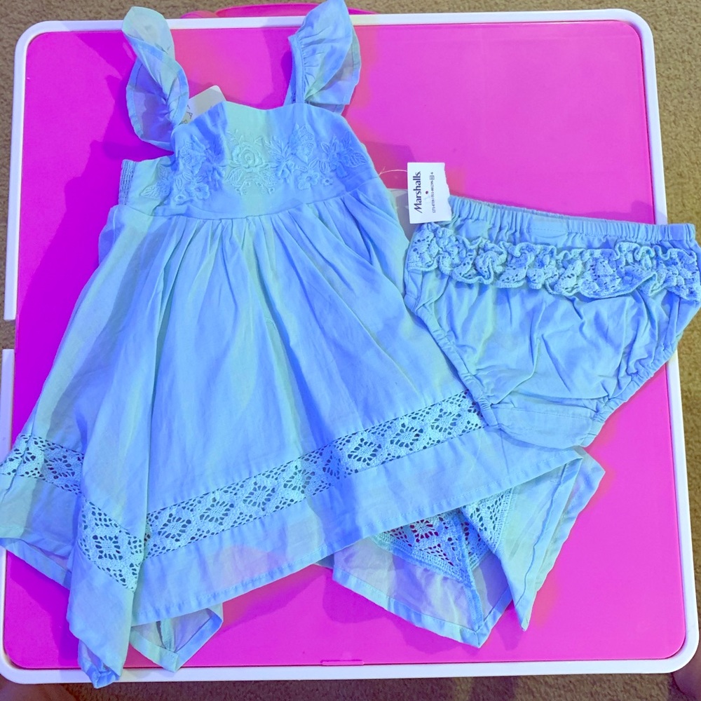 Light blue dress- 6-9 months with bloomers